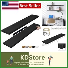 Versatile 2-Pack Black Floating Shelves - 48 Inch Wall-Mounted Storage Solution