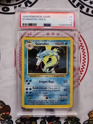 1999 Pokémon TCG Gyarados Base Set HOLO  6/102 PSA 3