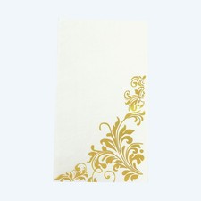 50 White Gold Dinner Paper Napkins Floral Print Party Events Decorations