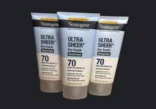 FAST 📦 3- Neutrogena Ultra Sheer Dry-Touch SPF 70 Sunscreen Lotion 5oz Exp 2027