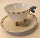 Antique T&V Limoges France Butterfly Handle Teacup and Saucer Set, Gold Gilt  — photo 8