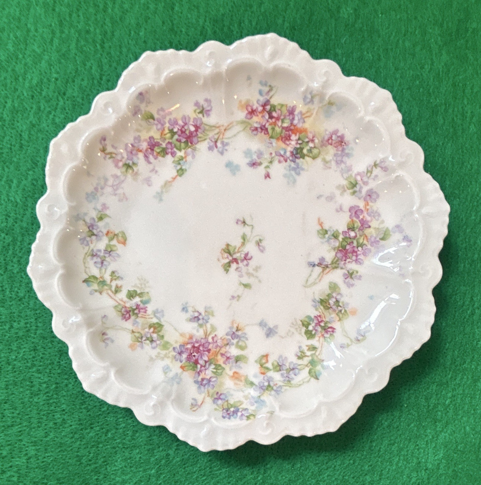 1884-1909 M+Z Austria Floral Porcelain Plate Printed Backstamp 6.5” Vintage