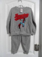 Great Marvel boys size 5 gray Spiderman embroidered sweat suit shirt pants NWT