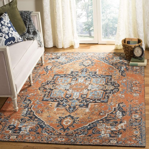 Classic Vintage Collection Area Rug - 8' x 11', Orange & Navy, Oriental Medal...