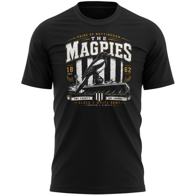 The Magpies Herren County Supporter T-Shirt Nottingham schwarz weiß Fußball Fan...