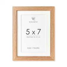 5X7 Picture Frame, Solid Oak Wood 5X7 Photo Frame with Mat to 4X6, 7X5 Picture F