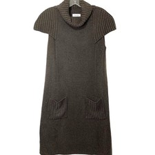 Calvin Klein Sweater Dress Womens Small Gray Cowl Neck Front Pockets School Girl