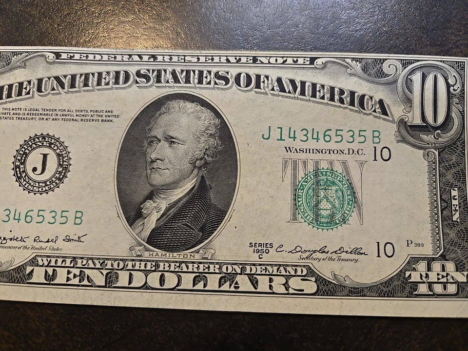 1950 D Kansas City, MO $10 Federal Reserve Note Bill Ten Dollar Banknote NICE - Image 4 of 4