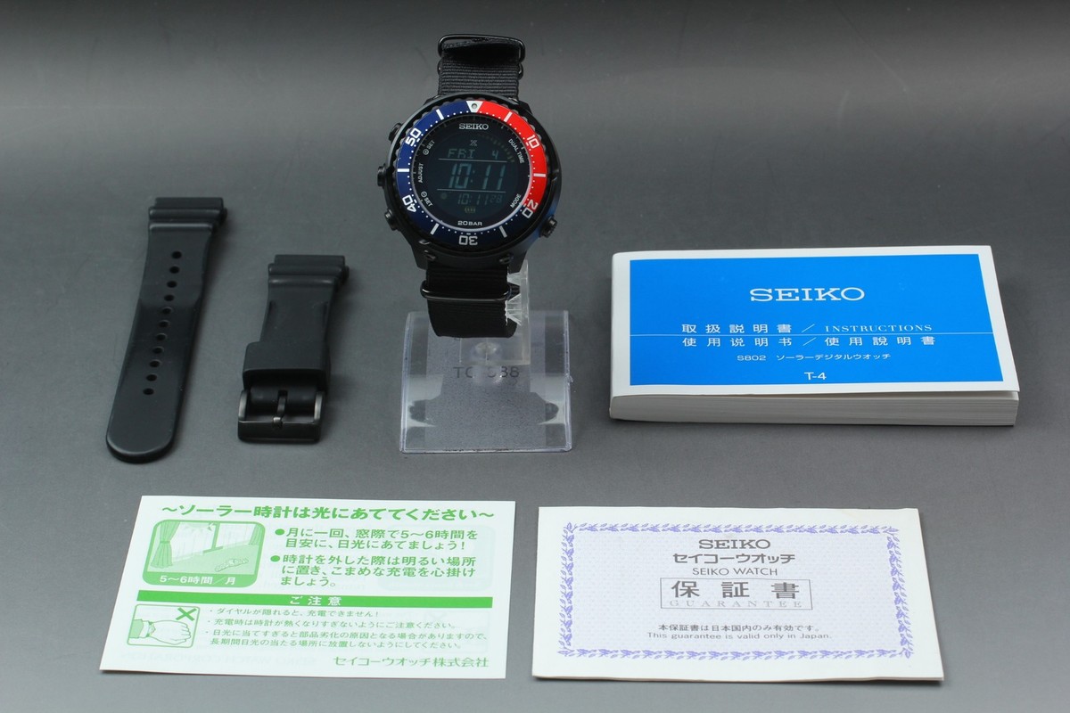 SEIKO セイコー PROSPEX ソーラー腕時計　s802-00a0 ペプシ Used] SEIKO PROSPEX Digital Solar Pepsi Men's Watch Black