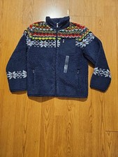 Polo Ralph Lauren Boys Fair Isle Snowflake Sherpa Fleece Jacket Size 7 NWT
