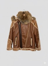 Jordan Craig Boys Denali Shearling Jacket - Size 14 Brown/Tan Faux Fox Fur Hood