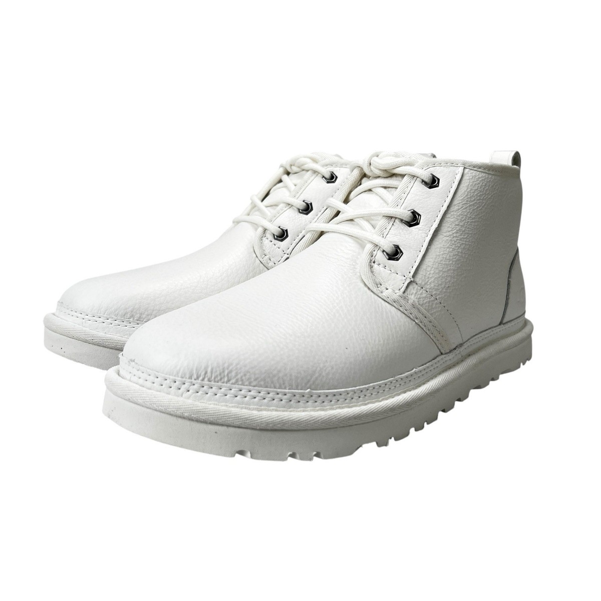 UGG Neumel Wool Lined White Leather Chukka Boots Men display picture 2