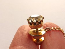 Vintage Tie Pin Tie Tack Gold Tone Claw Set Clear Glass Crystal FREE P&P