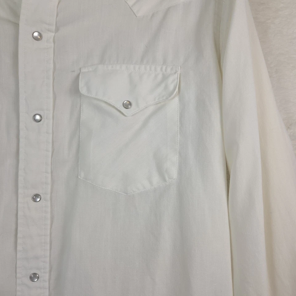 VINTAGE Ruddock Shirt 16 White Cowboy Stripe Pearl Snap X-Long Tail Western Men - Image 4 of 4
