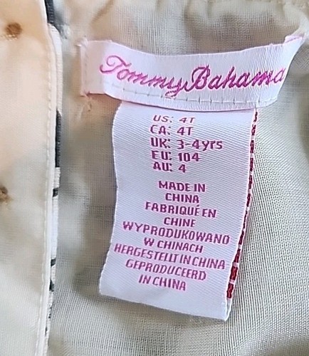 Tommy Bahama Girls Sz 4 Tropical Sundress, 55% Linen, Lined, Crochet, Tier Hem - Picture 3 of 9