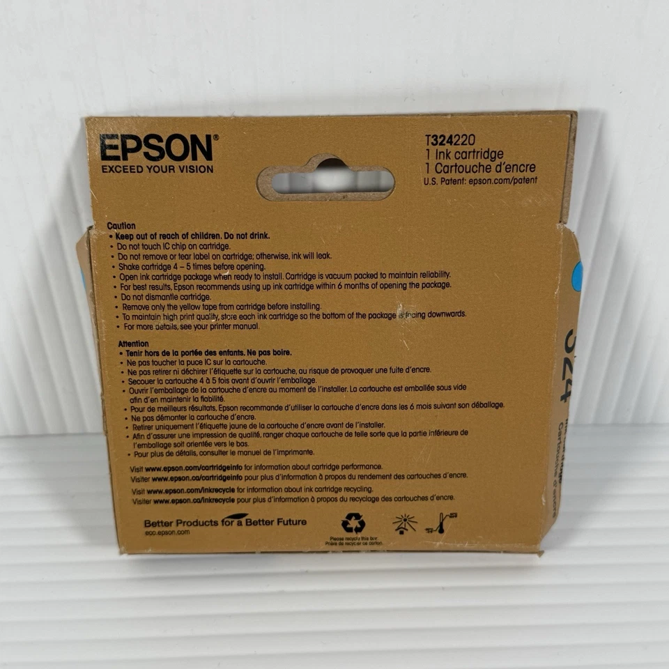 Cartucho de tinta cian original Epson 324 T324220 08/2027 Foto 2 de 3