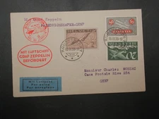 1930 ZEPPELIN SWITZERLAND FLIGHT COVER ROMANSHORN TO GENF GENEVA Si87 ex SIEGER