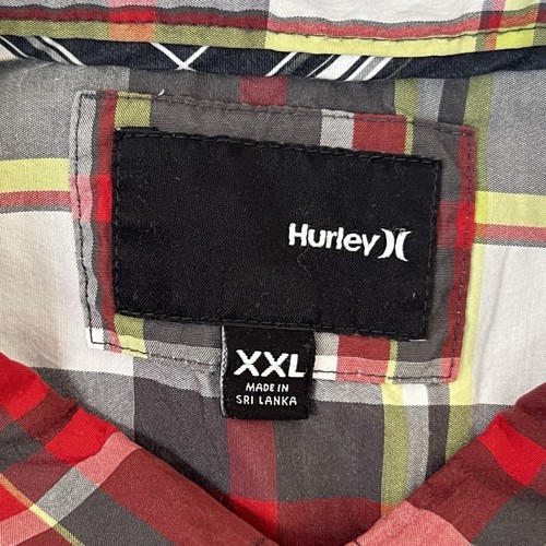 Hurley Short Sleeve Plaid Button Up Shirt Mens 2XL - Picture 5 of 10
