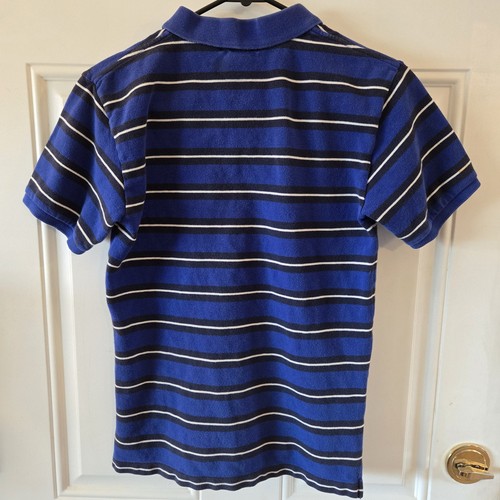 VTG Y2K Polo Ralph Lauren Shirt Blue Stripe 90s 100% Cotton Size Medium 12/14 - Picture 2 of 4