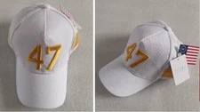 MAGA WHITE TRUMP 47 EMBROIDERED HAT CAP