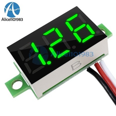 0.36'' DC 0-30V LED Panel Voltage Meter 3-Digital Display Voltmeter 3 Wires Green