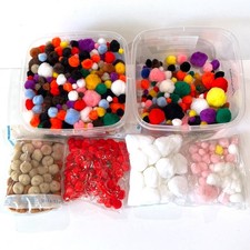 Big Lot of Pom Poms for Crafts - 1000 pcs Assorted Sizes Colors NEW