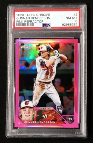 2023 TOPPS CHROME PINK REFRACTOR #2 GUNNAR HENDERSON ROOKIE RC PSA 8 - Bild 1 von 3