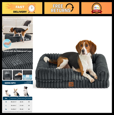Large Orthopedic Dog Bed - Washable Faux Fur, Waterproof, Egg Crate Foam, Bolste