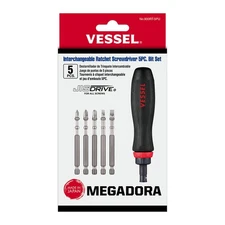 Vessel Megadora Interchangeable Ratchet Screwdriver 5pc Bit Set 900RT-5PU Japan