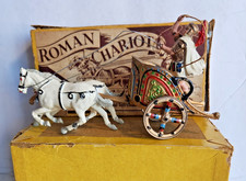 JOHILLCO ROMAN CHARIOT 2 HORSE TEAM W/ CENTURAIN QUO VIDAS VINTAGE 1950s IOB