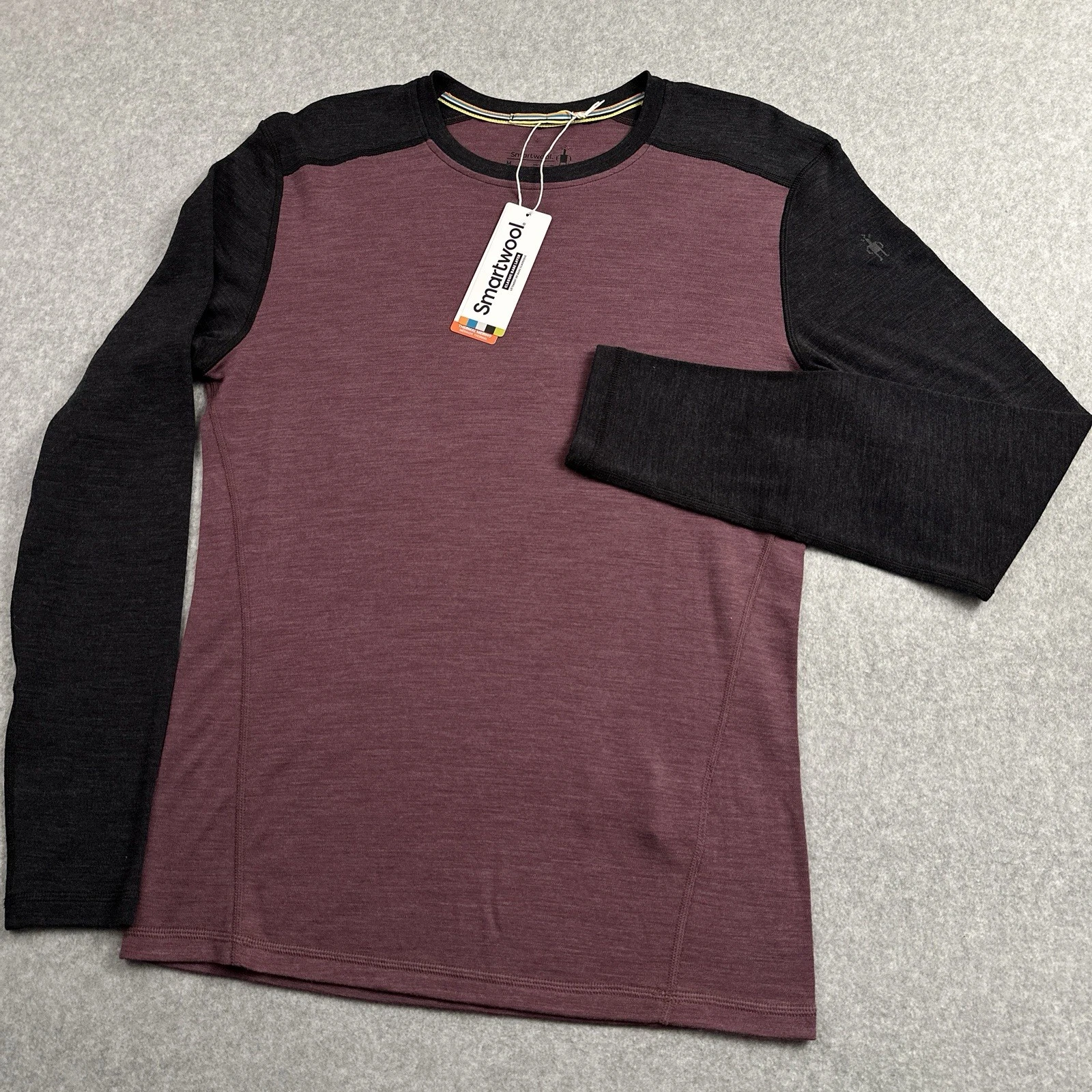 NEW SmartWool Classic Thermal Merino Base Layer Crew Men M Argyle Purple Heather