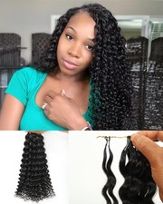 Deep Wave Crochet Human Hair 20 Inch Pre-Separated Invisible Knots 160g NC