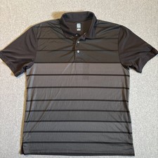 PGA TOUR Men s Polo Shirt Sz XL Black Gray Striped Golf Very Good Cond.