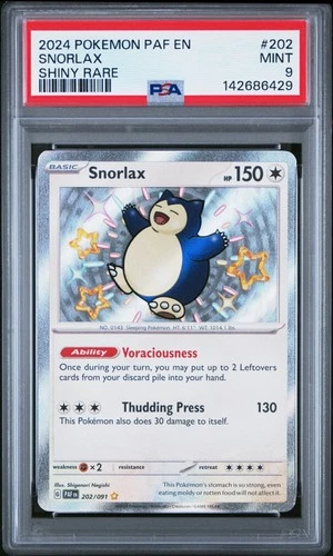 2024 POKEMON PAF EN-PALDEAN FATES SHINY RARE #202 SNORLAX PSA 9