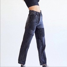 Revice Matchmaker Black Denim Button-Fly Jeans size 29 Made in USA Patchwork EUC