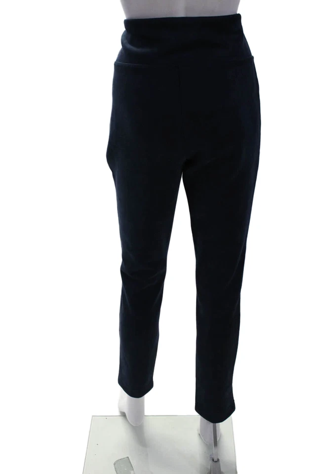 Pantalones sin cordones Andrew Marc para mujer de gamuza suave texturizada pierna recta azul talla M Foto 3 de 4