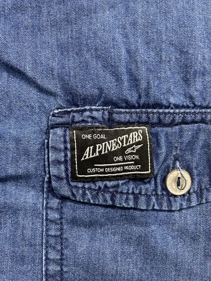 Alpinestars Shirt Mens Large (Medium) Blue Chambray Denim Long Sleeve Moto - Image 3 of 4