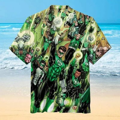 Team Green Lantern Poster Hawaiian Shirt, S-5XL US Size Aloha Shirt Gift For Him