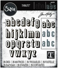 New, Retired Sizzix Thinlits Alphanumeric Shadow Lower 26PK 664728 MSRP 22.99