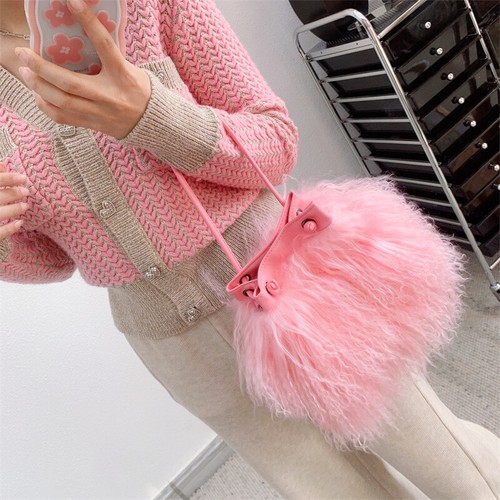 Bolso bandolera bandolera de piel de cordero mongol real para mujer - Imagen 11 de 29
