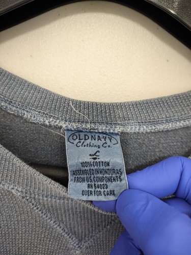 Old Navy Shirt Mens XL Blue Long Sleeve Waffle Thermal 100% Cotton VTG 90s Y2K - Picture 15 of 15