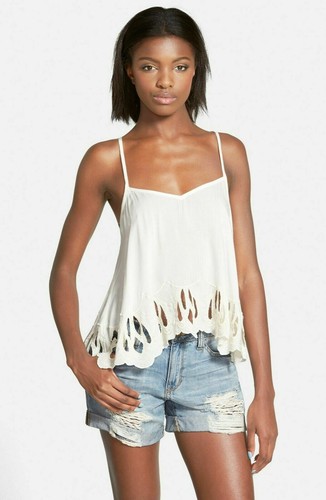 Volcom Women's White Casual Strappy Cut out And Run Cami Top - Picture 8 of 9