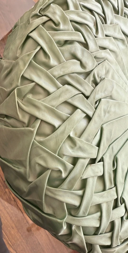 Vintage Mint Green Silk Pillow With Unusual Braiding  ZZ413 - Image 3 of 4