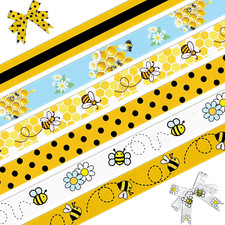 6 Rolls 30 Yards 3/8" Spring Bee Ribbon Honeycomb Daisy Flower Grosgrain Ribbons