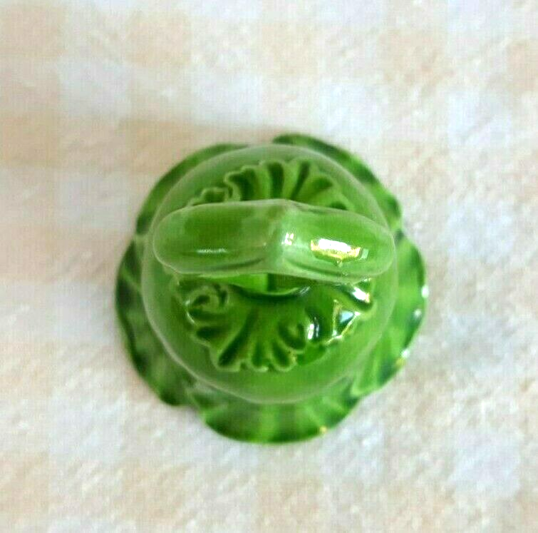 Small Green Hand Held Porcelain Bell Ruffle or Garden Greens with ...