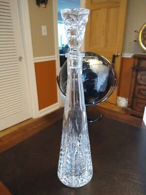 Large Carafe Cut Glas Antique Hand Cut Art Nouveau 16
