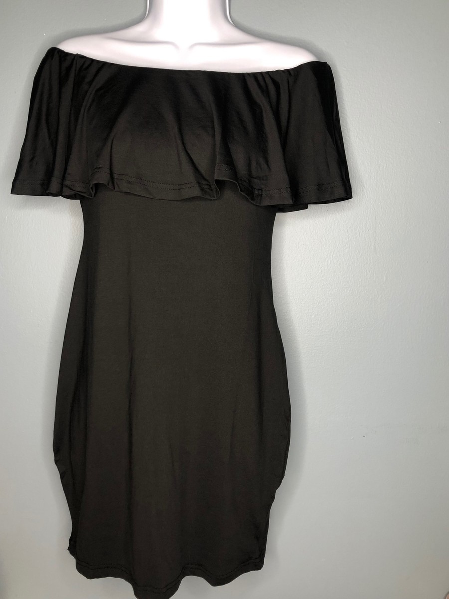 Shein off shoulder black dress med
