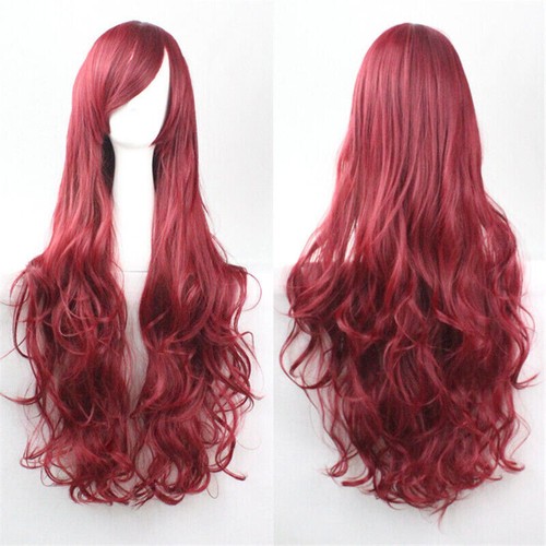 Fashion 80cm Cosplay Costume Long Full Anime Wig Hair Wavy Curly Wigs Womens - Picture 10 of 20