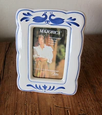 vintage HAND PAINTED Majorca by Fetco ceramic photo frame - 3.5 x 5 or 4 x 6
