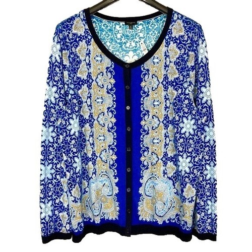 New! Awake Paisley Pearl Button Cardigan Small Sweater | eBay